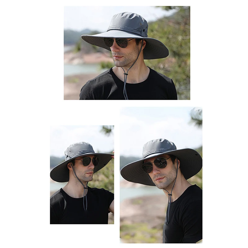 החדש הגנה מפני השמש דיג כובע קיץ לנשימה קמפינג טיולי הליכה כובעים נגד השמש UV כובע הרים כובעי גברים כובע פנמה - 3