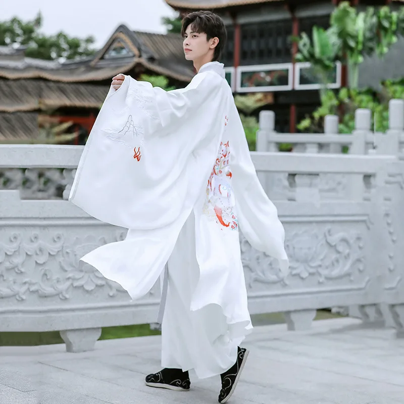 הלבן המקורי Hanfu אישה גברים סינית עתיקה מסורתית שמלה בסגנון רקמה ווי-ג ' ין שושלת מעיל גדול כמה ללבוש תחפושת. - 3