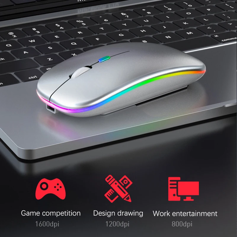 חדש העכבר האלחוטי RGB נטענת Bluetooth עכברים אלחוטיים למחשב Mause LED Backlit ארגונומי עכבר משחקים עבור מחשב נייד - 3