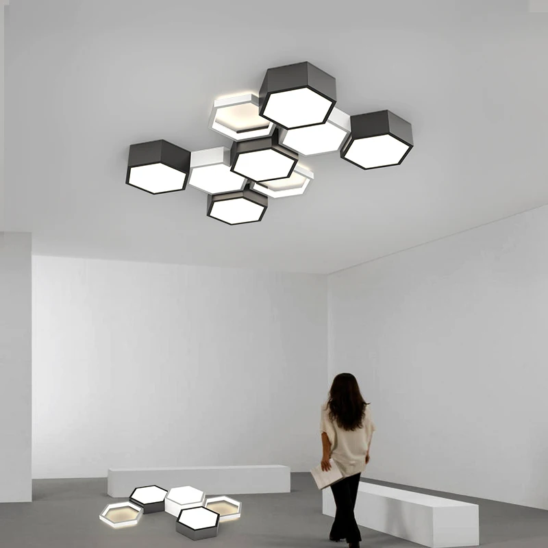 חלת דבש עיצוב המנורה מינימליסטי תקרת הסלון אורות שילוב יצירתי אמנות מקורה מנורות חכם הול, פינת אוכל המנורה - 3