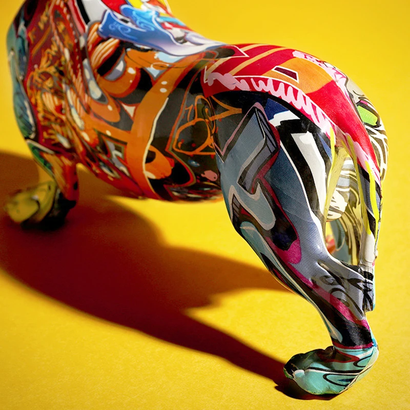 יצירתי צבוע צבעוני כלב תחש קישוט הבית המודרני יין הקבינט עיצוב משרד העבודה שרף אמנות מיניאטורות פסל - 3