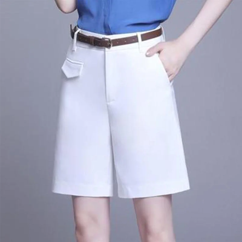 נשים הקיץ של נשים מכנסיים קצרים מזדמנים גבוהה המותניים מכנסיים קצרים נשי מוצק צבע כתום לחצן לעוף חופשי ברמודה, מכנסיים קצרים לנשים - 3