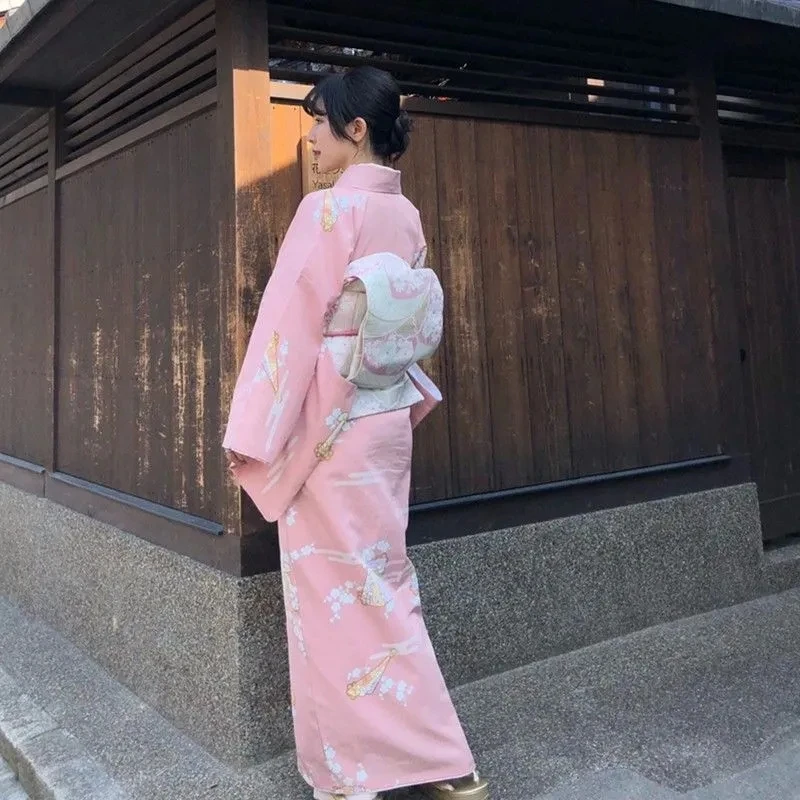 סאקורה ילדה שמלת קימונו יפני יאקאטה אובי חלוק נשים פרחוני הדפסה Haori יפן מדים תחפושות קוספליי מסיבה קצרה שמלת - 3