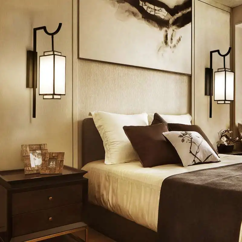 סיני חדש המנורה שליד המיטה בחדר השינה מנורת קיר פשוט עתיקות מלון במעבר המנורה בסלון רטרו הסינית החדשה מסדרון LampDecoration - 3