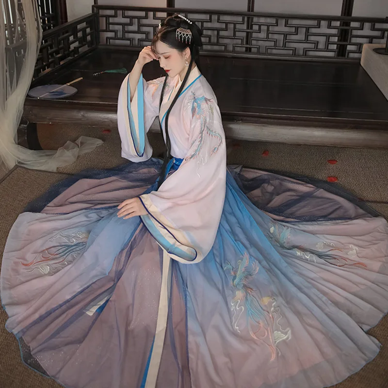 פיית Hanfu לנשים שמלת נסיכה סינית בסגנון ביגוד תלבושות במה פסטיבל בגדים Cosplay תלבושות עממיות Dancewear DL7134 - 3