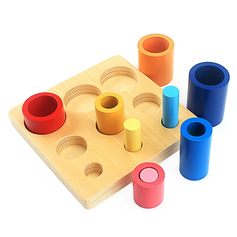 פעוט מונטסורי עץ צעצועים שונים מעגלים, גלילי בלוק צעצוע לילדים צבעים הכשרה לגיל הרך Brinquedos Juguets - 3