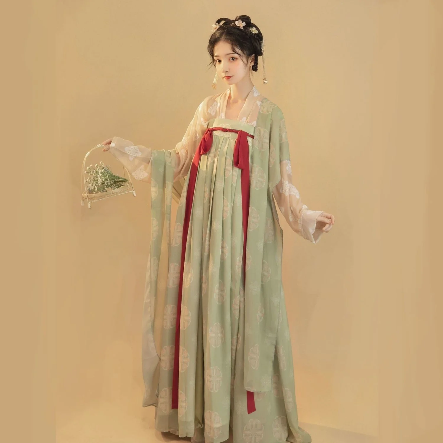 פרחים Hanfu סינית מסורתית נשים פיית תחפושות רטרו שושלת טאנג Cosplay הבמה ללבוש בקיץ - 3