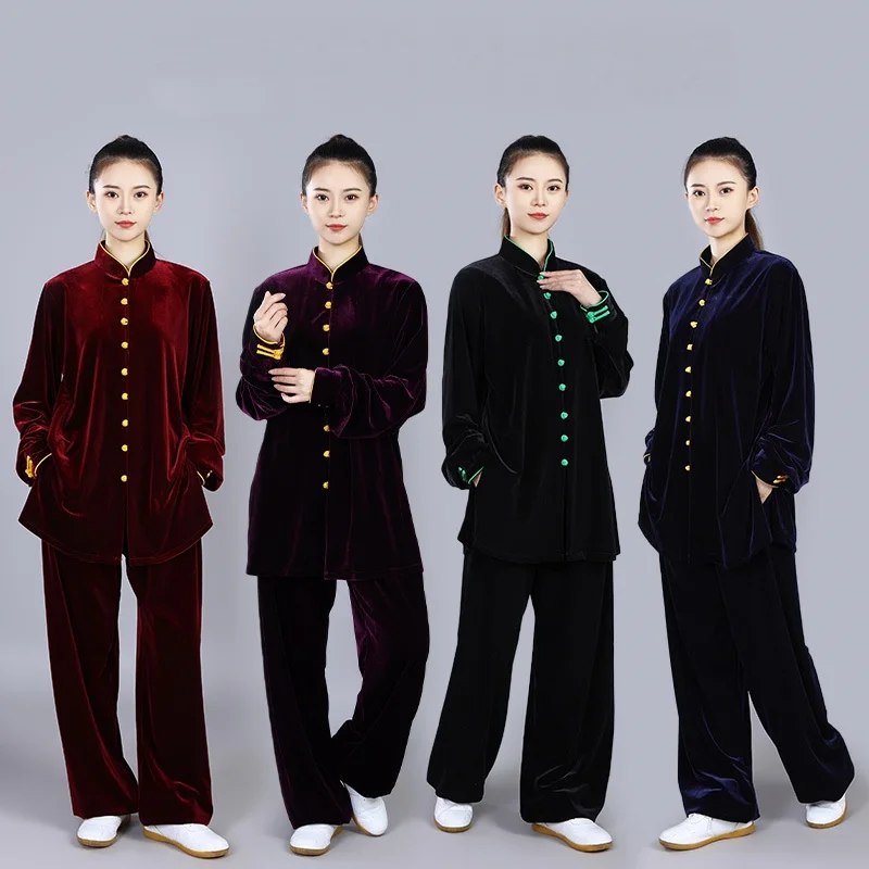 קונג פו בגדי יוניסקס סינית מסורתית בגדי קטיפה טאי צ ' י לרקום הדרקון אומנויות לחימה תחפושת ביצועים החליפה V3056 - 3