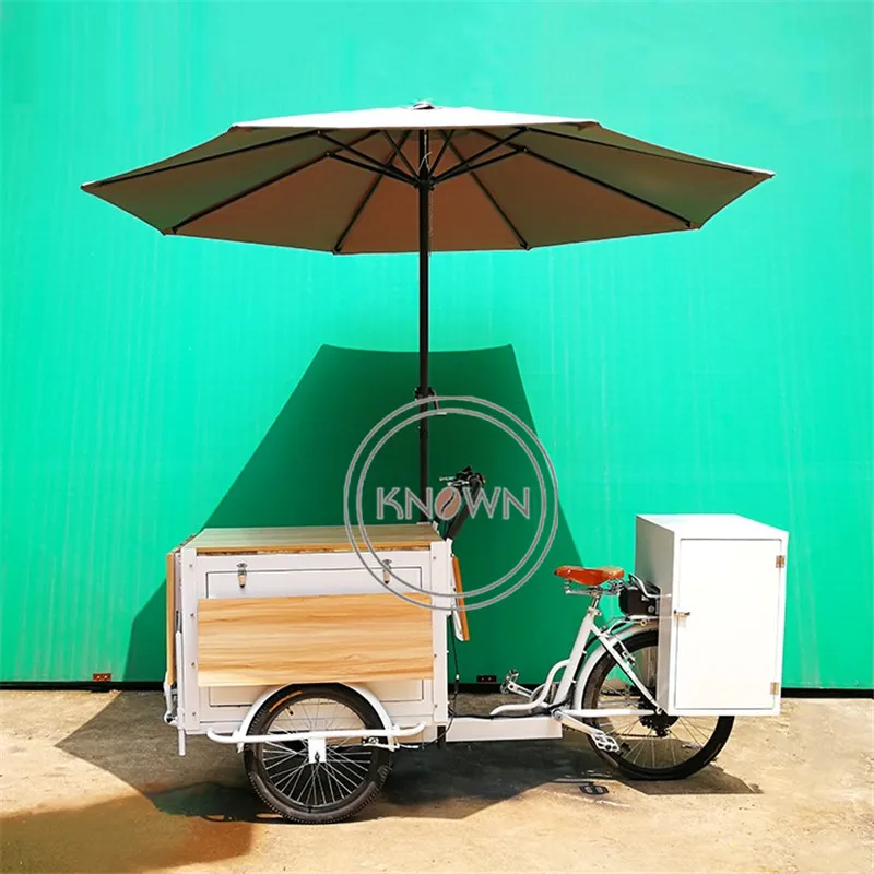 רחוב דוושת קפה תלת אופן חטיפים אוטומטיות העגלה נייד מטען אופניים אופניים למכירה - 3