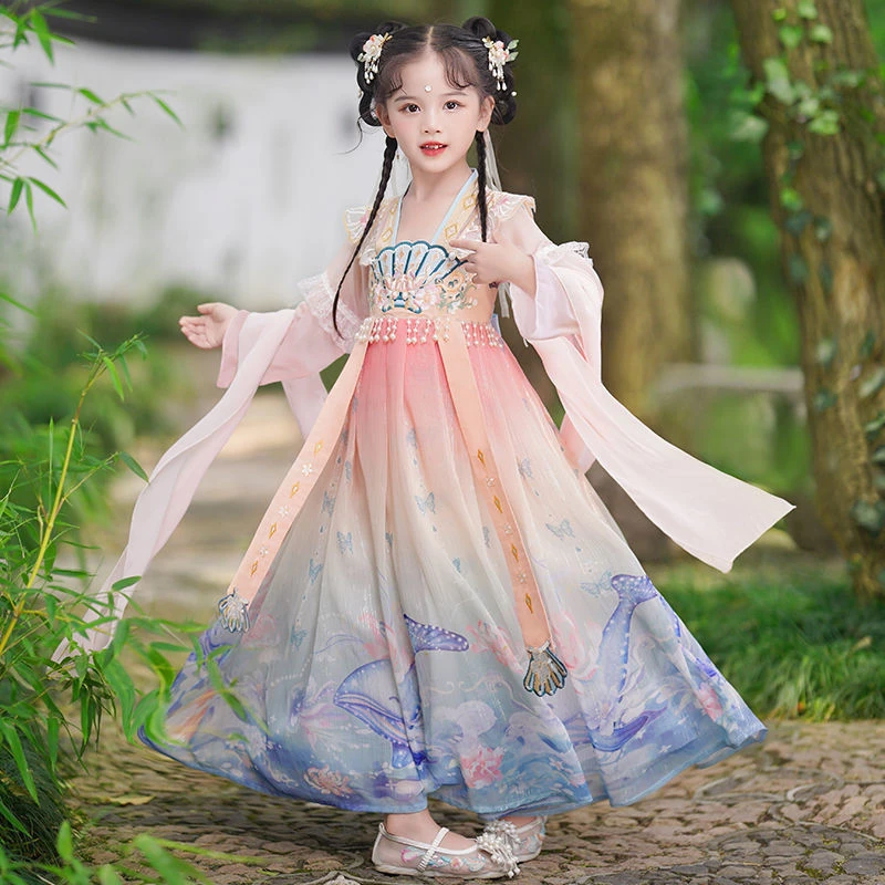 רקמה הסינית האן-פו נסיכה פרח בנות שמלת מסיבת חתונה שמלות ערב בנות חג המולד vestido שמלה מהודרת - 3