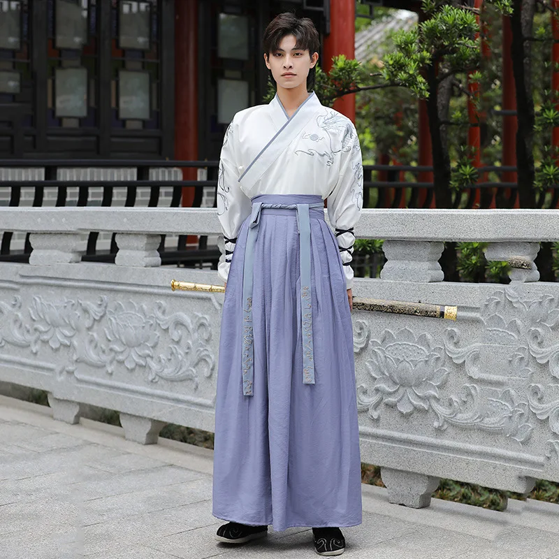 שושלת האן סייף הבמה Cosplay בגדי גבר בציר סינית מסורתית הדרקון רקמה Hanfu העתיקה מזרחי בגדים - 3