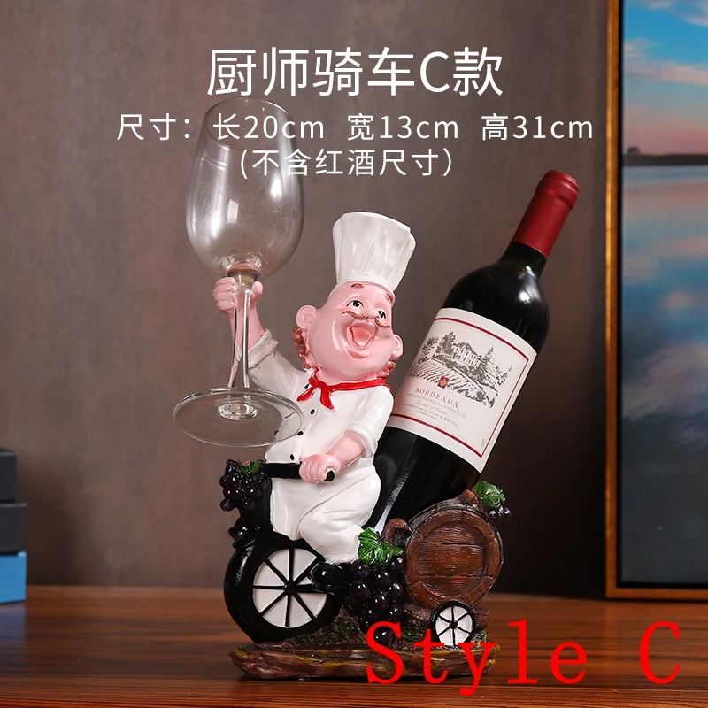 שף היינות יין מחזיק מדף שרף מעשי פסל יין לעמוד הביתה קישוט הפנים מלאכות מתנת חג המולד - 3