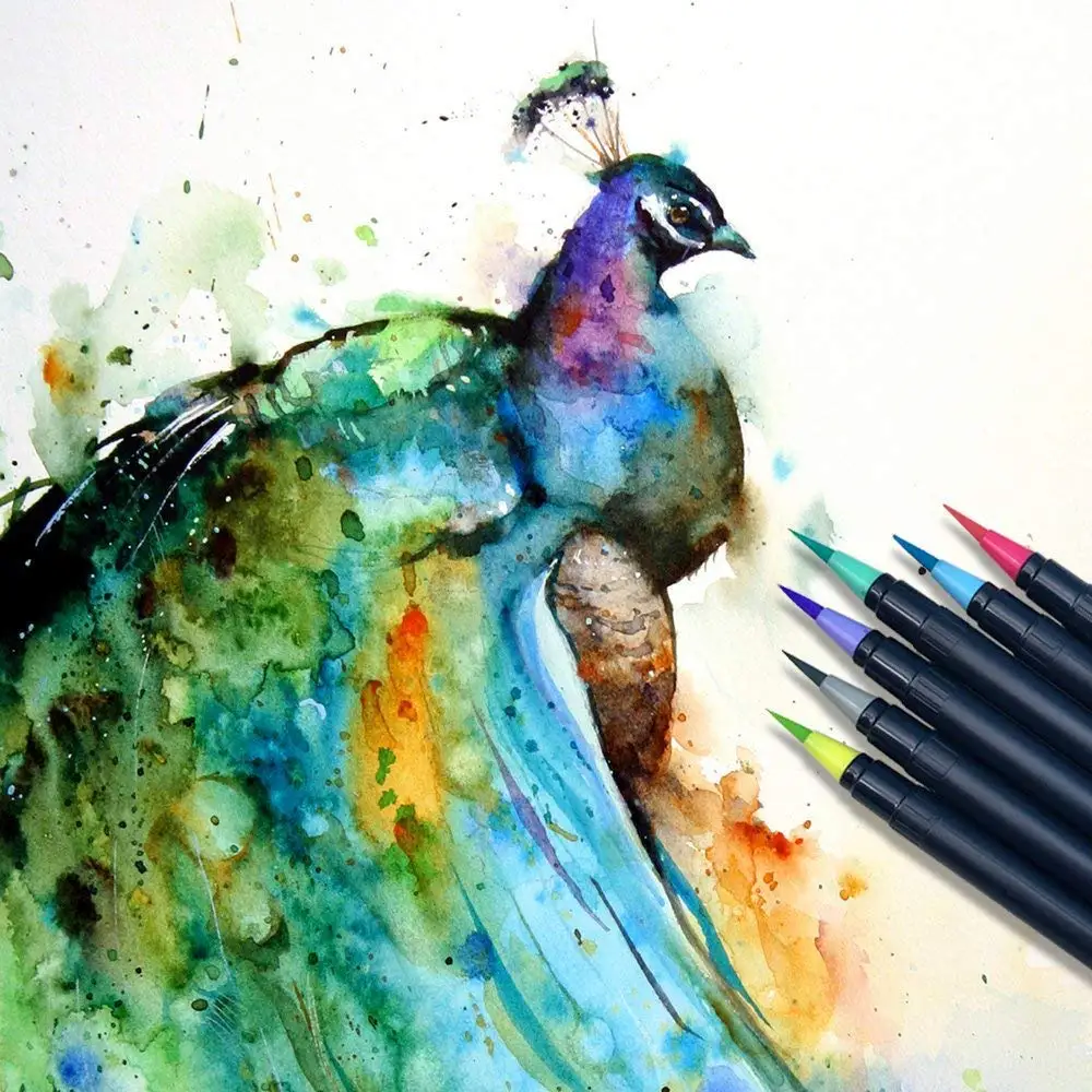 20 צבעים בצבעי מים מברשת עט סט פרימיום רך טיפ צבע כתיבה ציור סמנים ציור Waterbrush מכחול ציוד אמנות - 4