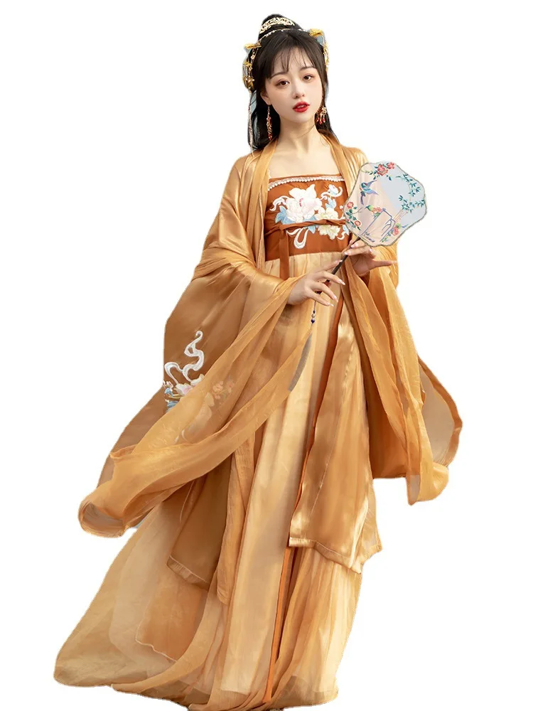 2023 אביב/קיץ חדש Hanfu גדול שרוול החולצה החזה אורך החצאית רקמה פיות סינית מסורתית השמלה לבצע - 4