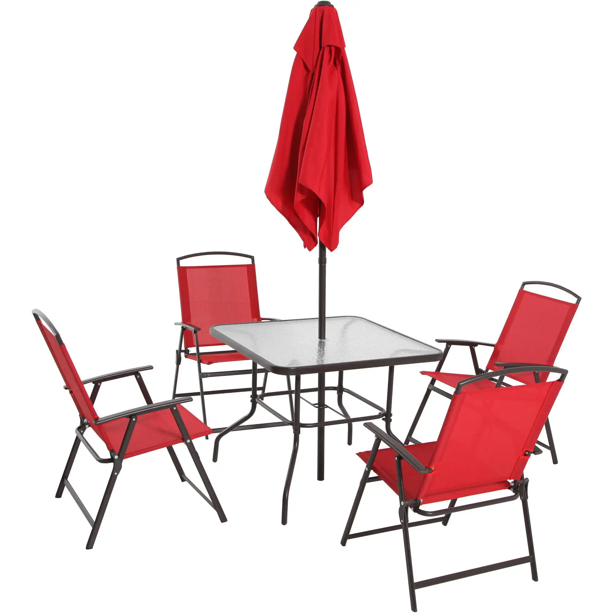 6 חתיכה פטיו חיצוני האוכל מוכן, אדום Paraguas אקלים שולחן כיסא מתקפל משלוח חינם - 4