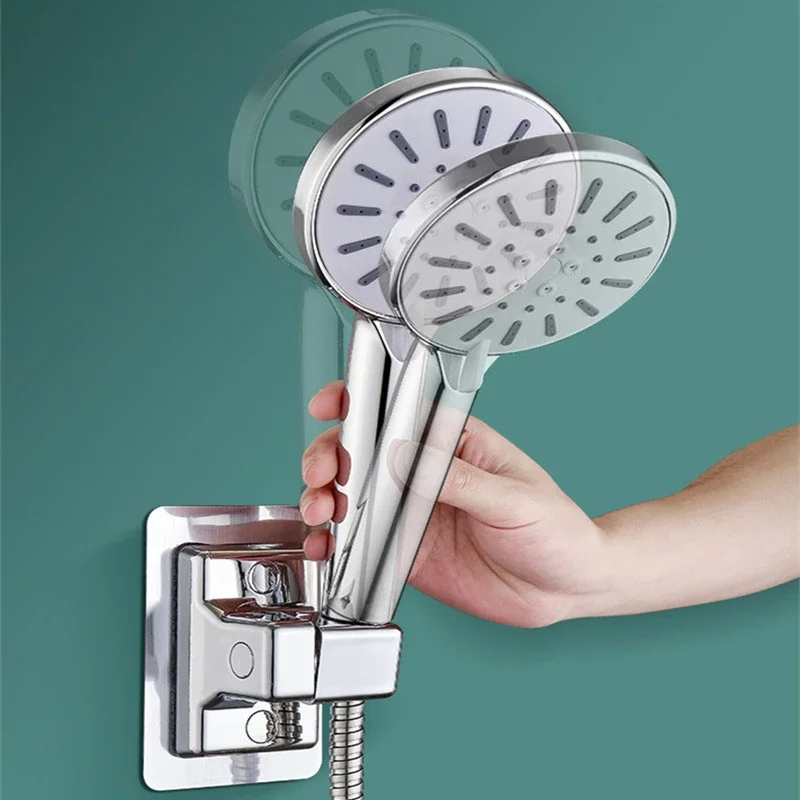 ABS ראש מקלחת בעל קיר רכוב מקלחת מחזיק דביק מתכוונן Rotatable כף יד הסוגר אביזרי אמבטיה - 4