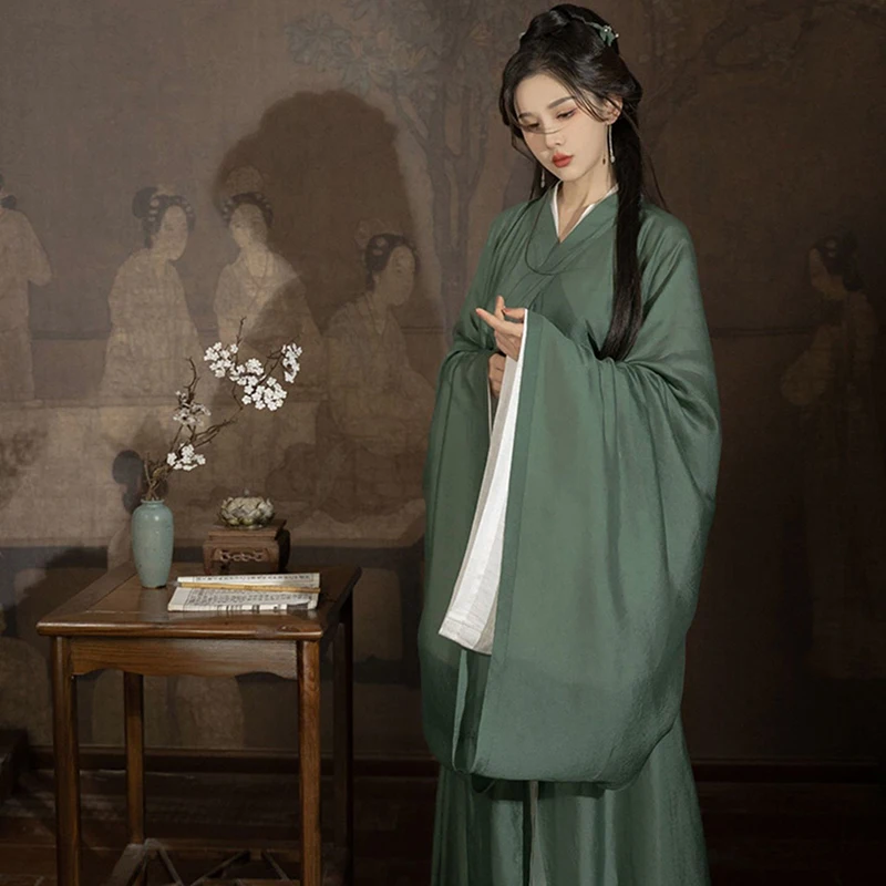 Hanfu השמלה נשים סינית עתיקה מסורתית Hanfu להגדיר נקבה Cosplay תלבושות קיץ Hanfu ג ' קט ירוק עם שמלה לבנה סטים - 4