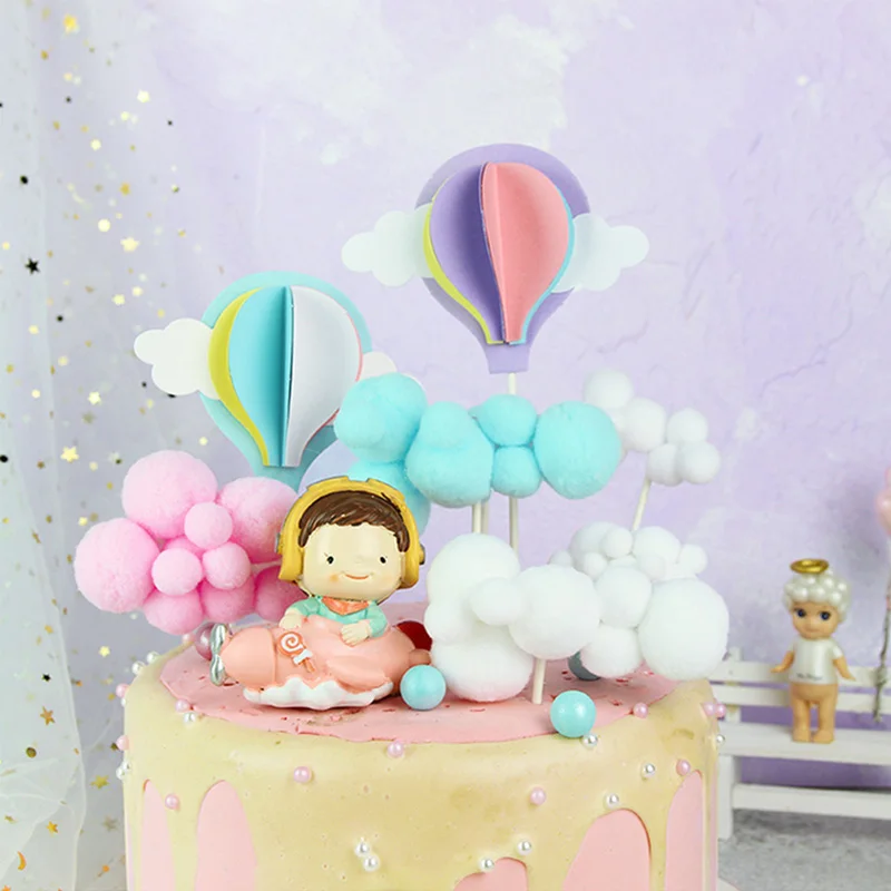 HUHULE קרן לקשט עוגה בענן בלון עליונית עוגת קרן הקאפקייקס טופר מסיבת יום הולדת עיצוב מקלחת תינוק - 4