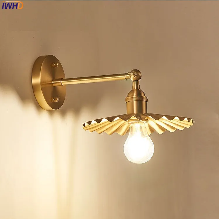 IWHD נורדי נחושת מנורת קיר ליד המראה בחדר האמבטיה, הסלון בציר קיר אורות LED השינה תאורה ביתית Lampara ונקייה - 4