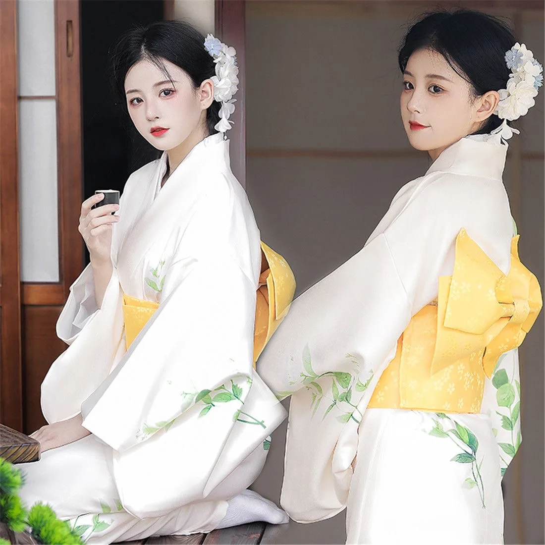 אופנה לאומי מגמות נשים סקסי קימונו יאקאטה עם אובי חידוש שמלת ערב יפנית Cosplay תלבושות קימונו פרחונית לנשים - 4