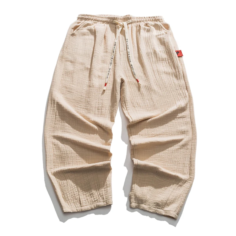 אנשים של קיץ מגניב נוח רחב הרגל מכנסי כותנה, פשתן חופשי Hanfu מכנסיים בסגנון סיני מזדמנים מכנסיים במידות M-5XL - 4