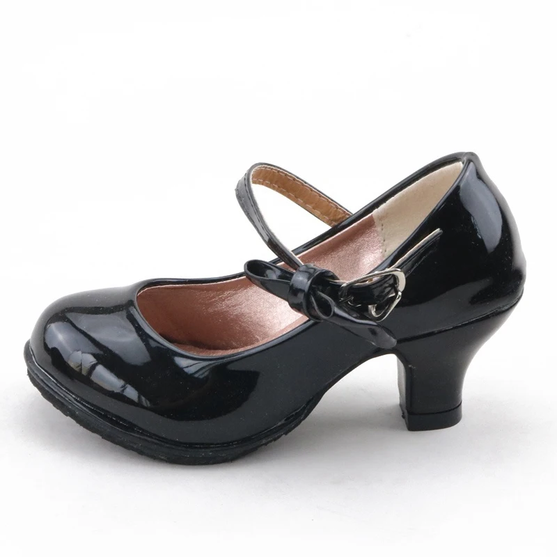 בנות נעלי עור סתיו עניבת הפרפר סנדלים 2022 חדשה ילדים נעלי עקבים גבוהים נסיכה מתוקה סנדלי בנות - 4