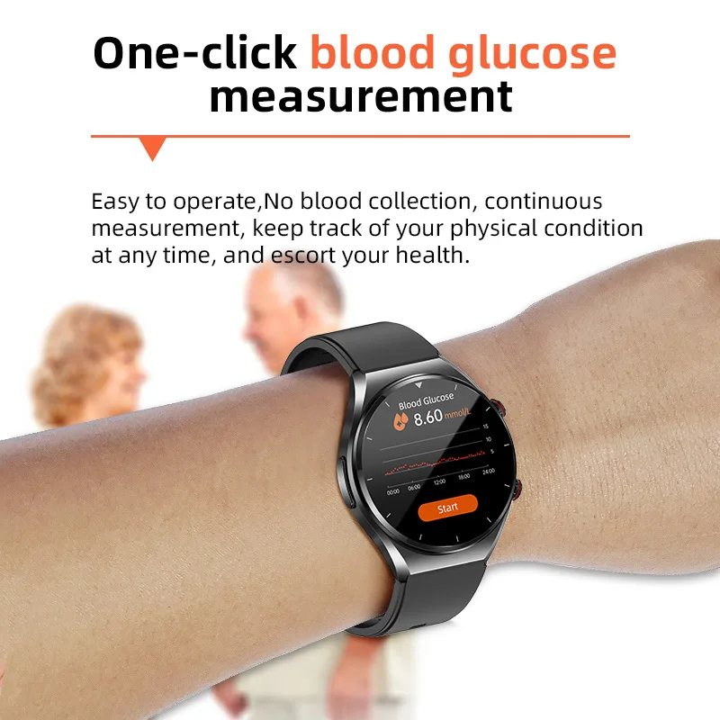 הסוכר בדם בריא שעון חכם גברים א. ק. ג+PPG מדויק טמפרטורת הגוף לפקח על קצב לב Smartwatch HRV לחץ דם שעון 2023 - 4