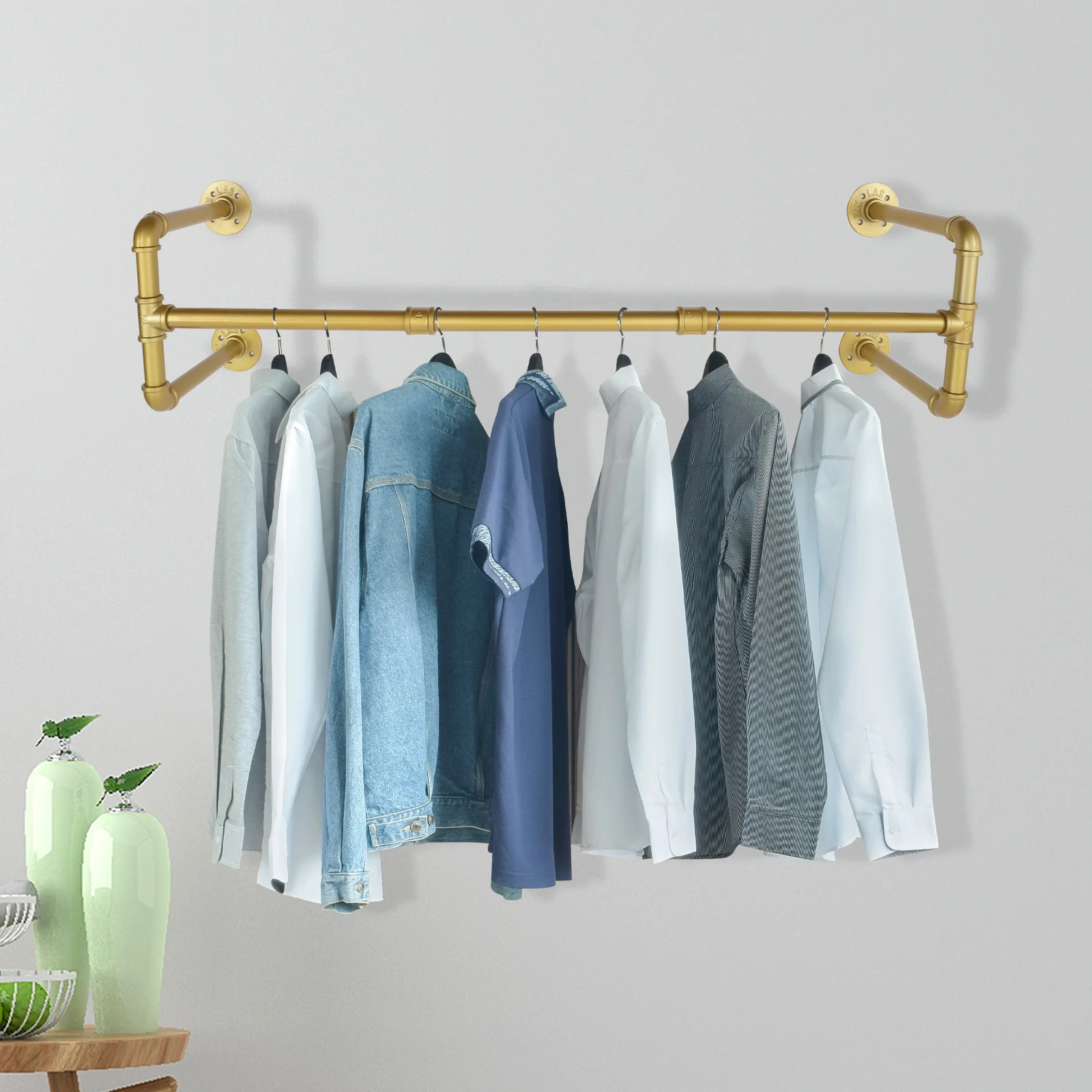 הקיר מתלה בגדים תעשייתי צינור בגדים התלויים בר חוסך מקום לתלות בגדים מתלה רב-תכליתי תלוי רוד - 4