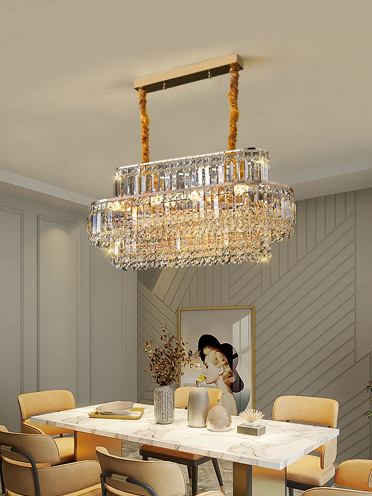 זהב קריסטל נברשת סלון מודרני D60cm האוכל העגול דקו מטבח Hanglamp השינה סיבוב קריסטל אורות LED מנורות חדשות - 4