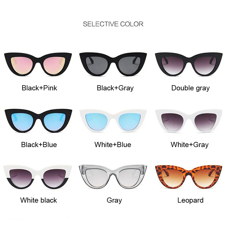 חדש עין חתול אישה משקפי שמש כהים, צבע העדשה בציר בצורת משקפי שמש נקבה Eyewear כחול משקפי שמש מעצב מותג - 4