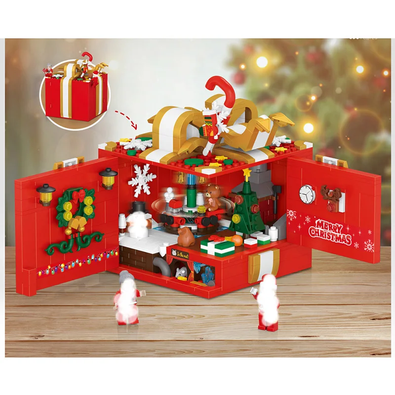 לוז 1937 חג שמח קופסת מתנה בניין DIY שלג עץ חג המולד דוב בנות קופסת מתנה לחברים צעצועים לילדים ילדים - 4
