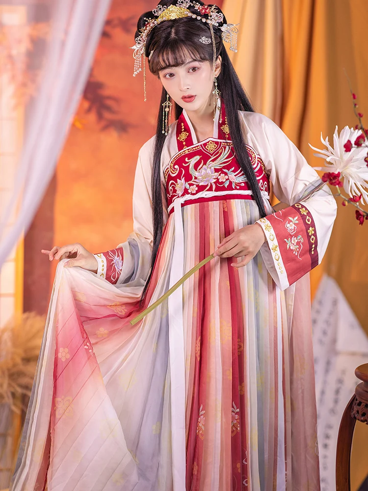 מקורי Hanfu הנשי המקורי טאנג Qiqiru Ru חצאית רקומה סופר פיות כרוב סט מלא סינית מסורתית חצאית - 4