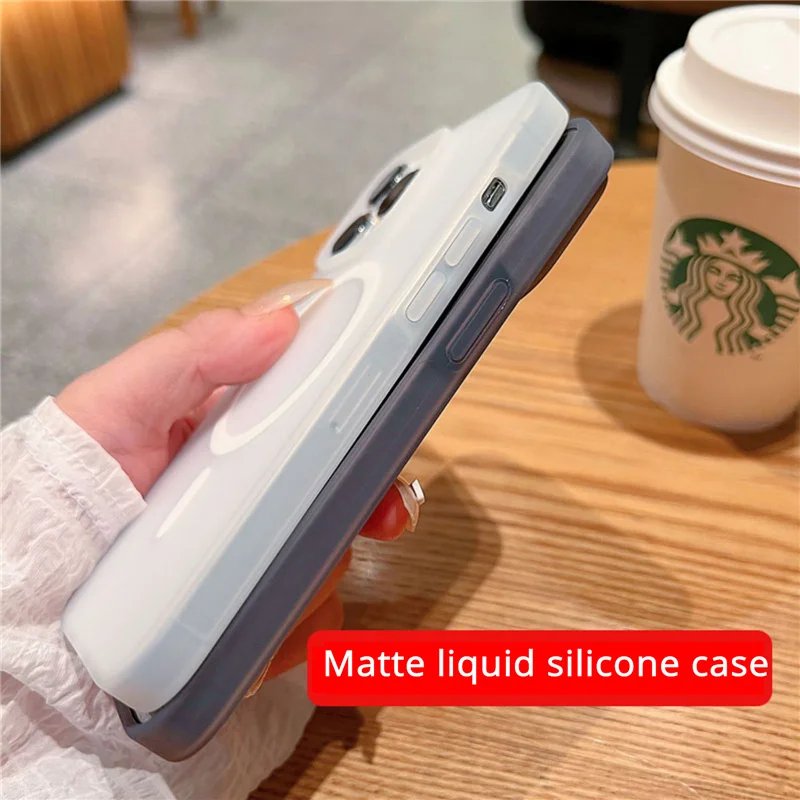 נוזל סיליקון מגנטי טעינה אלחוטית Magsafe מקרה עבור iPhone 13 14 pro 12 13pro מקס מט עמיד הלם מקרה עבור iphone 14 - 4