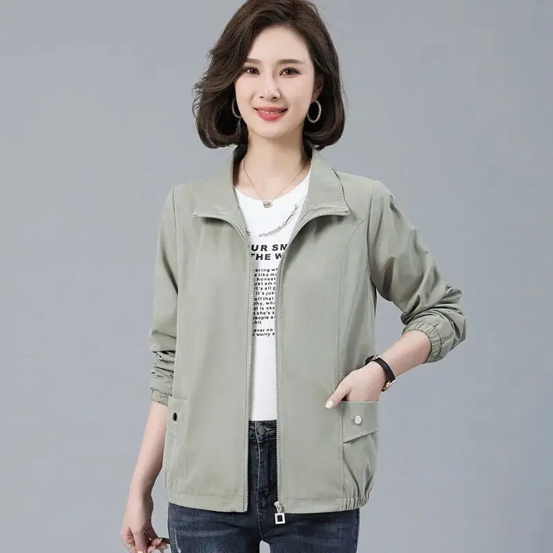 נשים 2023 חדש האביב הסתיו קוריאני משובח רוכסן רופף מעיל נשי אופנה מזדמן שרוול ארוך מוצק מעיל בגדים X95 - 4