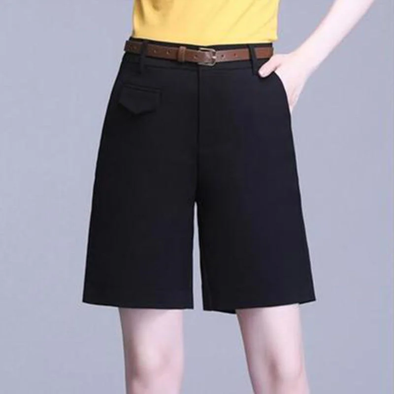 נשים הקיץ של נשים מכנסיים קצרים מזדמנים גבוהה המותניים מכנסיים קצרים נשי מוצק צבע כתום לחצן לעוף חופשי ברמודה, מכנסיים קצרים לנשים - 4