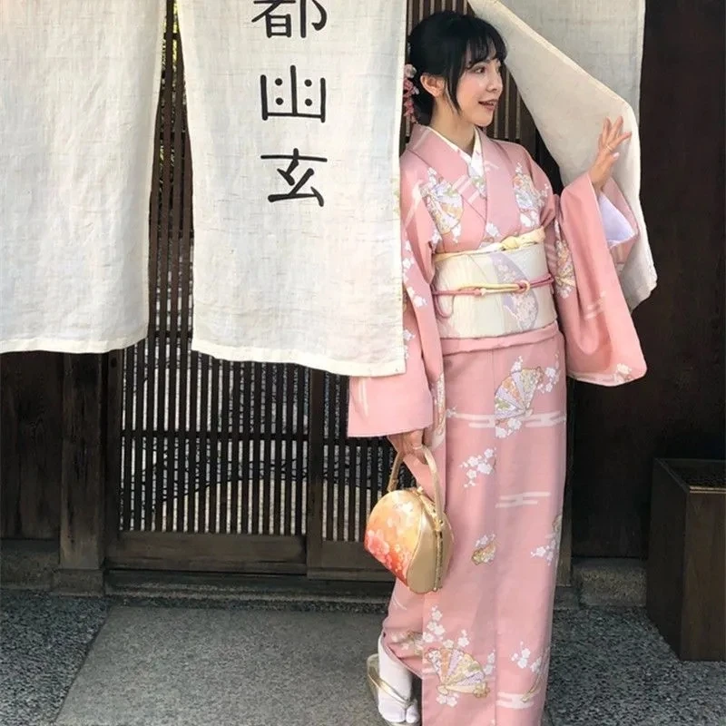 סאקורה ילדה שמלת קימונו יפני יאקאטה אובי חלוק נשים פרחוני הדפסה Haori יפן מדים תחפושות קוספליי מסיבה קצרה שמלת - 4