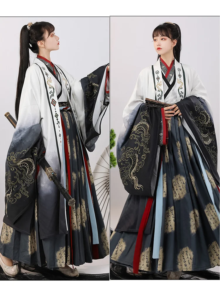 סיני השמלה העתיקה WeiJin Hanfu מסורתי רקמה שושלת טאנג שמלות בסגנון פולק גברים ריקוד קוספליי תלבושת האן - 4