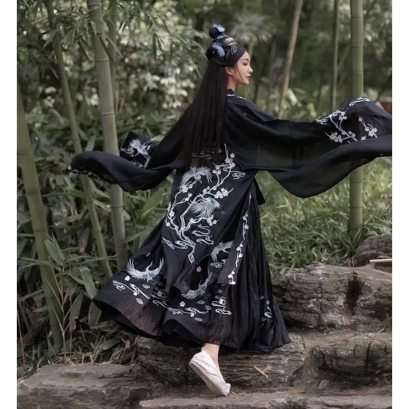 סינית עתיקה Hanfu נשים תעשייה כבדה רקמה כפול עם חזה אורך מותן Ru חצאית 6m נדנדה גדולה שרוול החולצה Perfor - 4