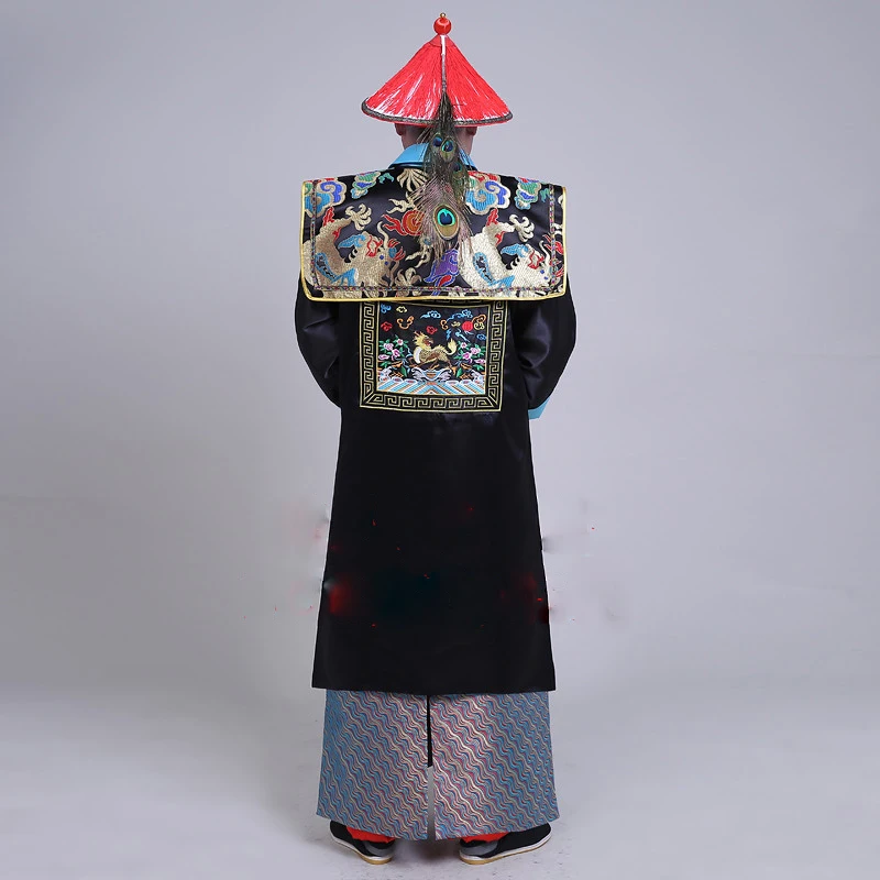 עתיק שחור צבאי רשמי האזרחי הרשמי המדים שושלת צ ' ינג העתיקה בגדים של גברים Cheongsam שלח את הכובע בודהה חרוזים צעיף - 4