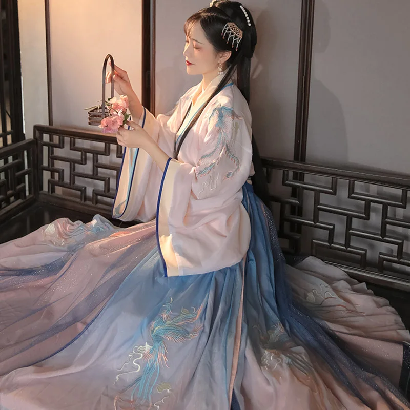 פיית Hanfu לנשים שמלת נסיכה סינית בסגנון ביגוד תלבושות במה פסטיבל בגדים Cosplay תלבושות עממיות Dancewear DL7134 - 4