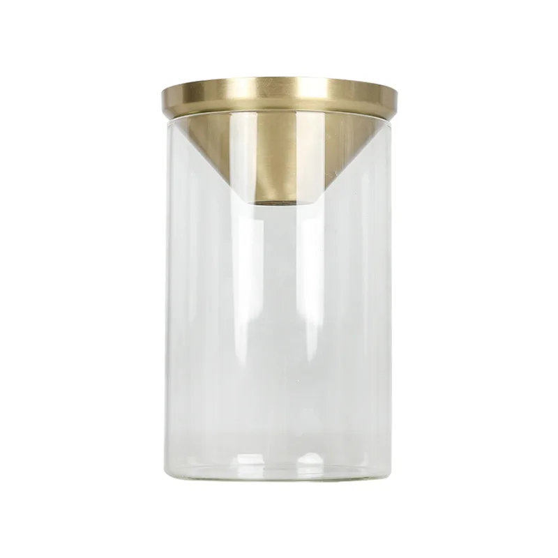 פרח, אגרטל זכוכית מודרני מינימליסטי ההגירה סגנון קישוט DriedNordic הסלון יצירתי שקוף, פה קטן נחושת המכשיר - 4