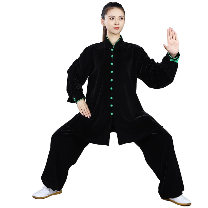 קונג פו בגדי יוניסקס סינית מסורתית בגדי קטיפה טאי צ ' י לרקום הדרקון אומנויות לחימה תחפושת ביצועים החליפה V3056 - 4