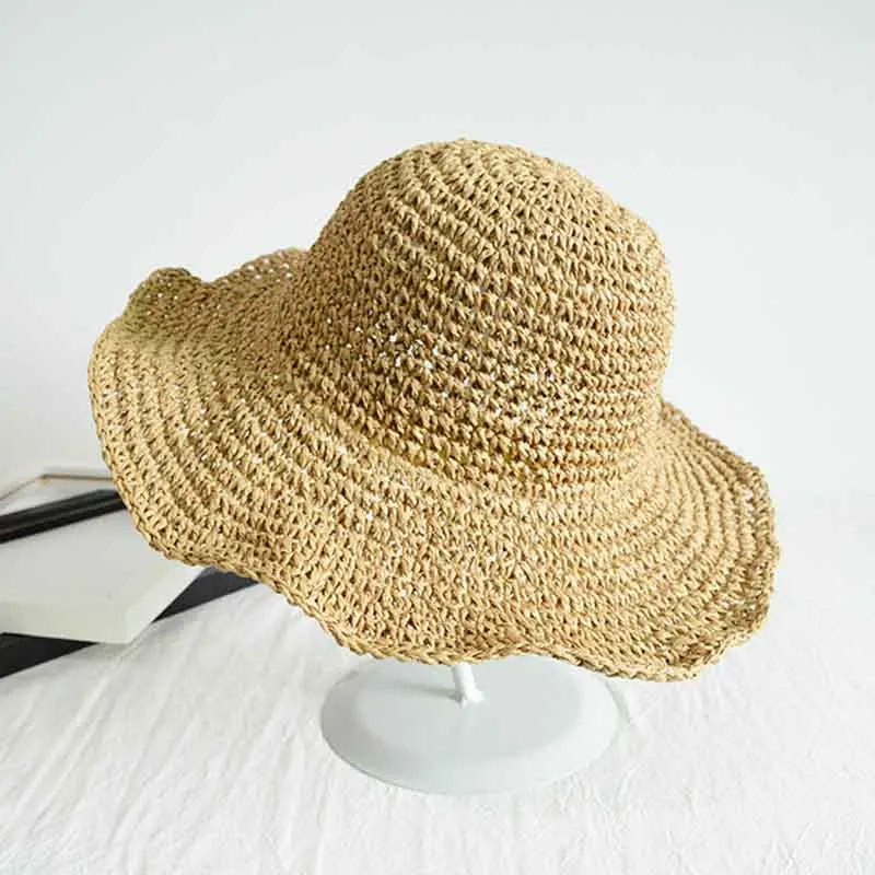 קיפול כובע קש נשים קיץ יציאה מגן השמש חג כובע מגניב חוף הים חוף כובע הגאות כובעי הקיץ דלי כובע לנשים חדש - 4