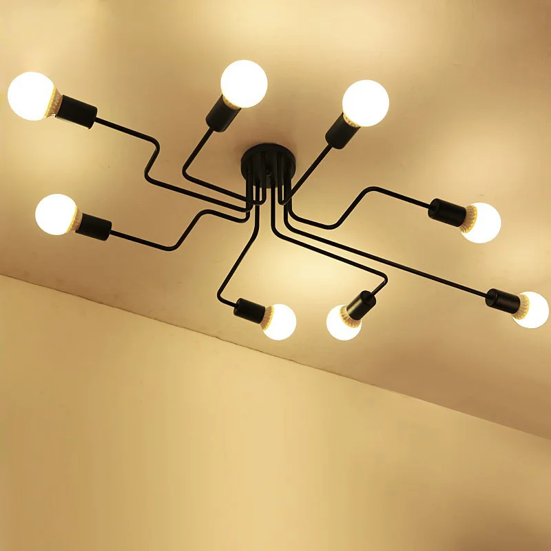 רטרו יצירתי אישיות תקרות עם תאורת Led Multi-בר נברשת ברזל יצוק מטבח לחיות בחדר האוכל ללמוד עיצוב הבית - 4