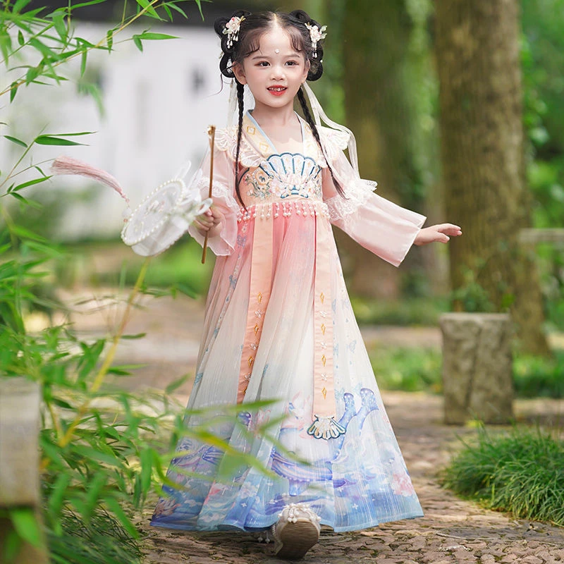 רקמה הסינית האן-פו נסיכה פרח בנות שמלת מסיבת חתונה שמלות ערב בנות חג המולד vestido שמלה מהודרת - 4