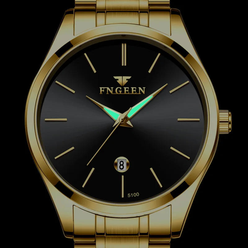 2023 יוקרה חדשים זהב שחור שעון גברים נירוסטה עמיד למים קוורץ אוטומטי פגישה עסקית פשוטה שעוני יד Relogio Masculino - 5