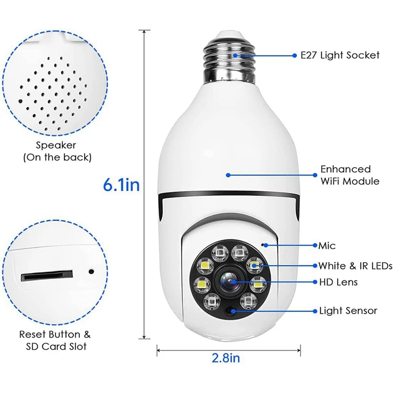 4 חתיכה הנורה מצלמת אבטחה חיצונית 2.4 G אלחוטי לשקע חשמל מצלמת אבטחה - 5