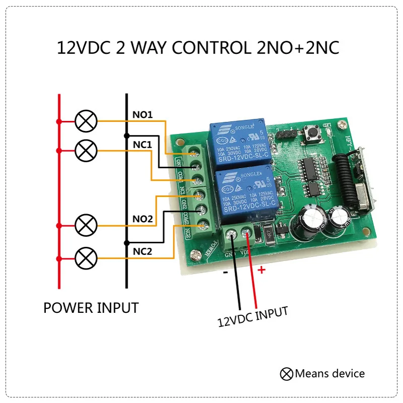 433Mhz שלט אלחוטי אוניברסלי מקלט ממסר מודול 2 דרך שליטה 2NO+2NC RF מתג שליטה משדר DC12V AC220V - 5