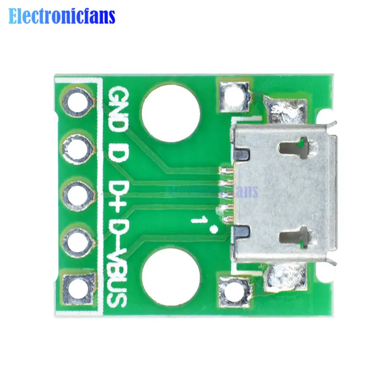 50Pcs/Lot מיקרו USB כדי לטבול מתאם 5Pin 2.54 mmDip הנשי מחבר מיקרו Usb מסוג PCB Pinboard ממיר - 5