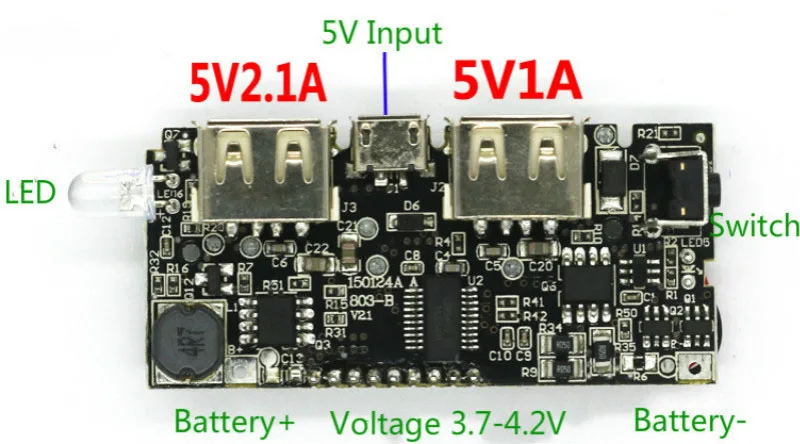 5V 2A נייד כוח בנק מטען בקר דיגיטלי LCD Dual USB מטען סוללה 18650 ליתיום לוח חשמל הרגולטור מודול PCB - 5